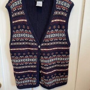 Vintage Sag Harbor Women's Vest Size Large Navy Blue